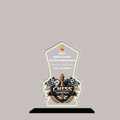Personalized Chess Tournament Award Trophy Customized Best Chess Player Award for Schools, Clubs, and Corporate Events UV Printed Acrylic Trophy